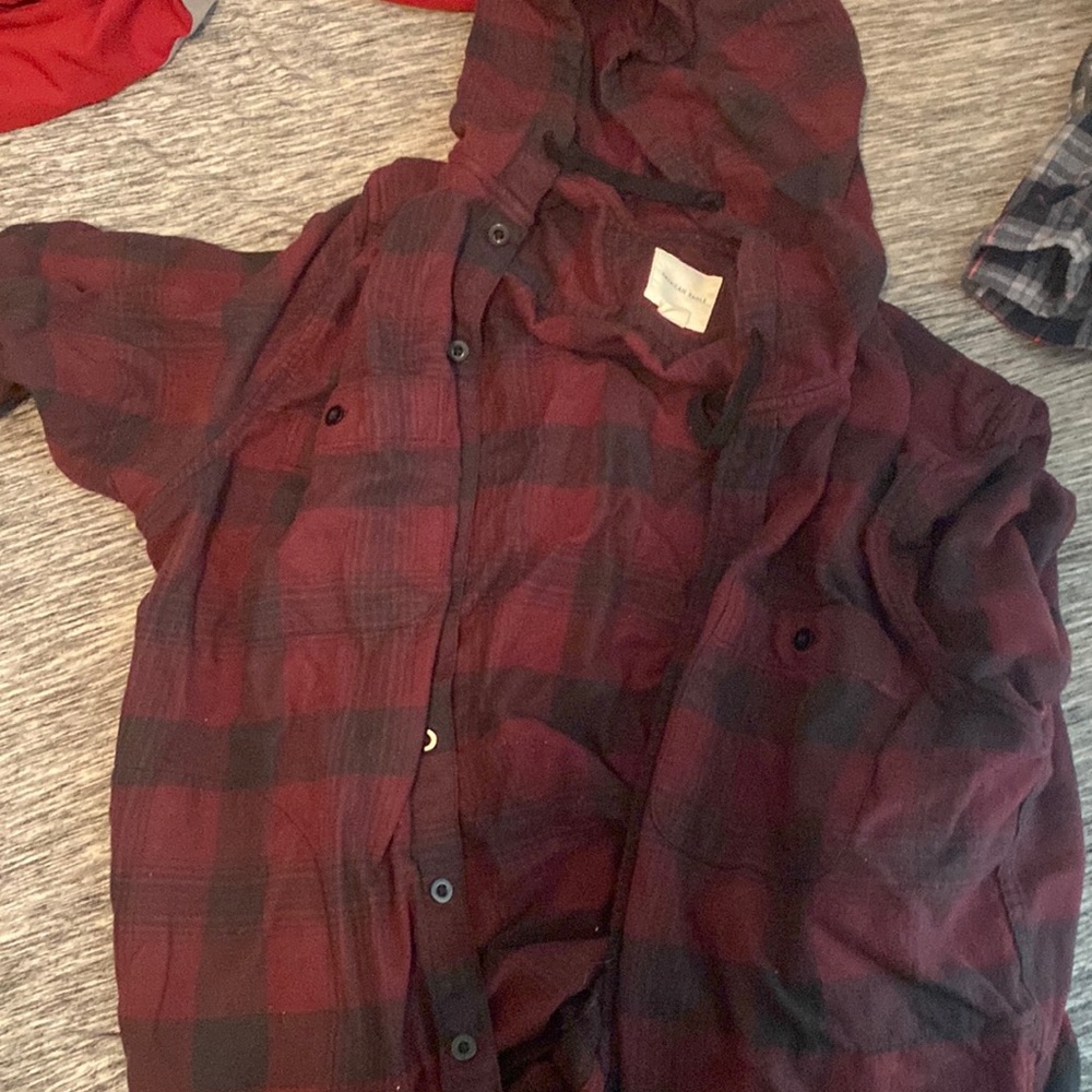 American Eagle Hooded Flannel
